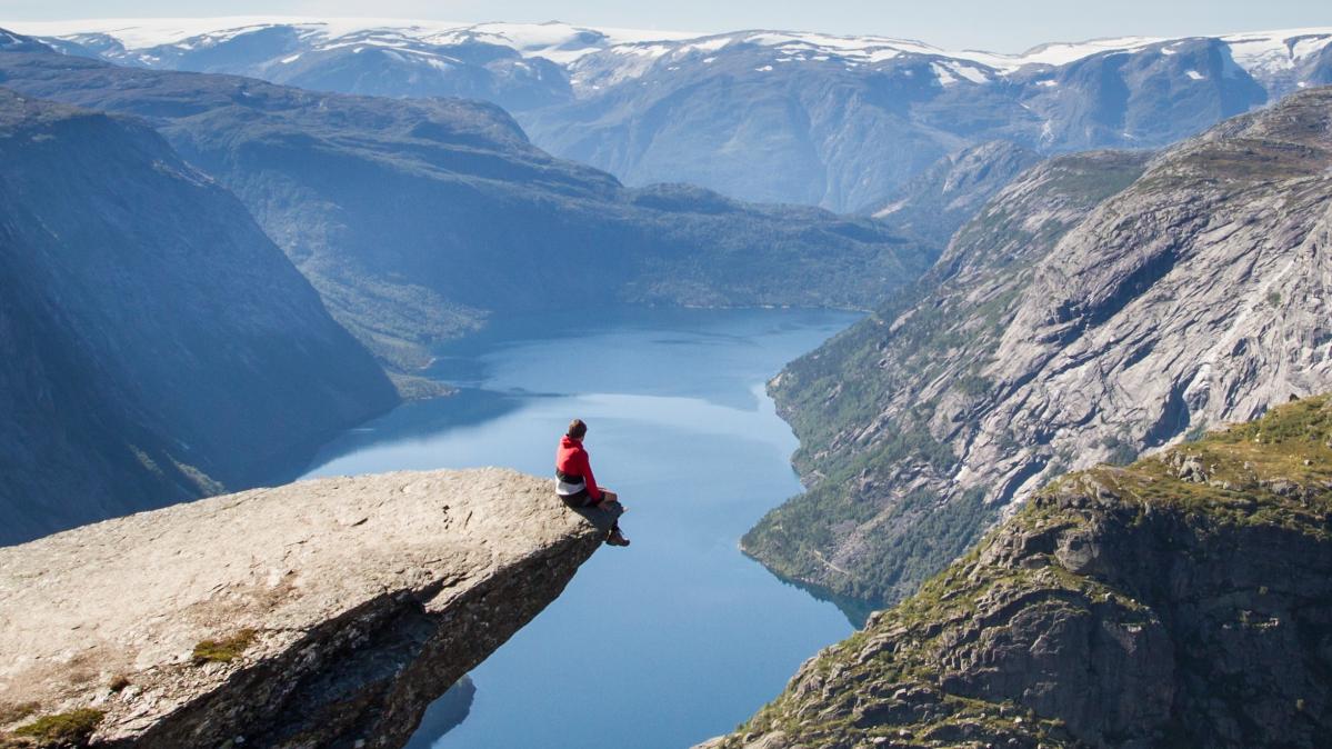 man on cliff